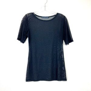 Potter's Pot Size S Sheer Black Mesh Top Black Short Sleeve Festival Witchy